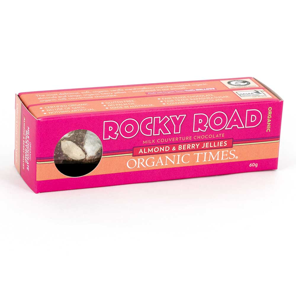 Organic Rocky Road- Milk Chocolate with Almond & Berry Jellies